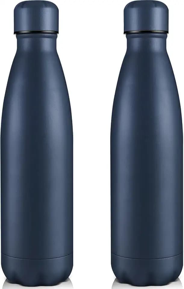 Volhoply 25oz Insulated Water Bottles 1/2/4 Pack, Double Wall Stainless Steel Vacuum Flask Keeps Cold & Hot, BPA Free Leakproof Bottle (Navy,2 Pack)