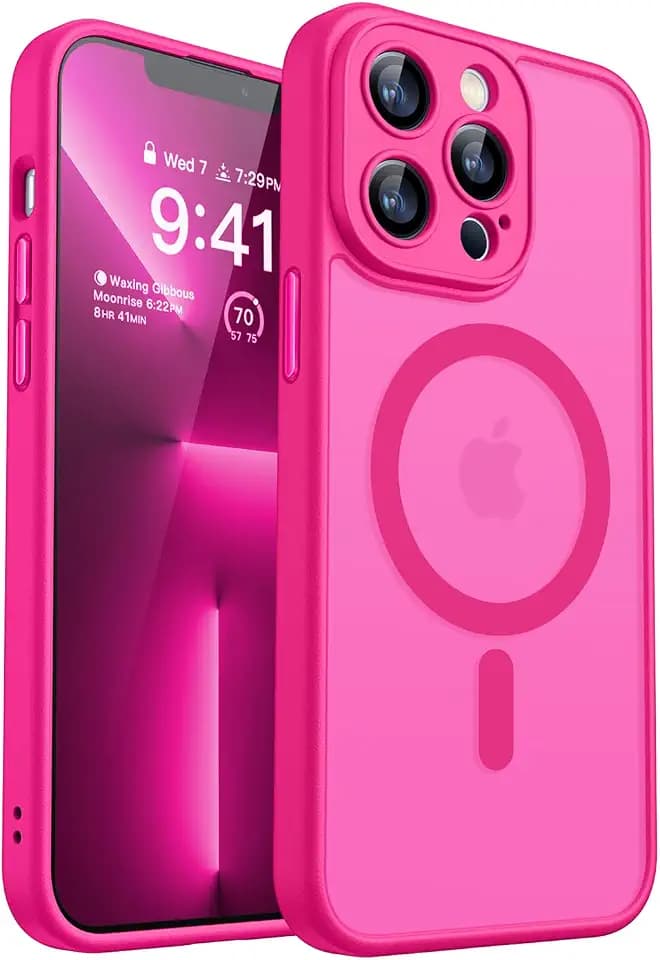 CANSHN Magnetic Shockproof for iPhone 13 Pro Max Case, Hot Pink