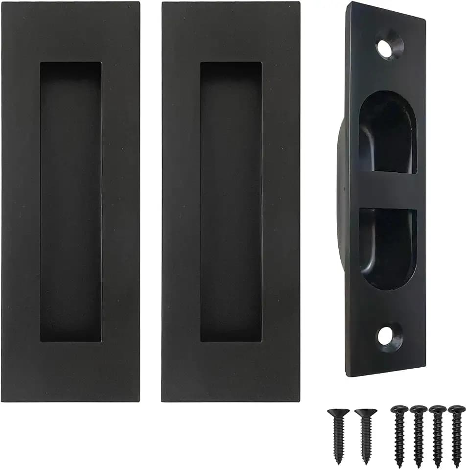 Pocket Door Handles and Edge Pull,4.72 inch Recessed Flush Finger Pulls,304 Stainless Steel Pocket Door Hardware, Black