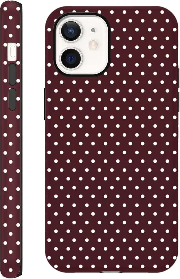 Cute Burgundy Polka Dot Phone Case for iPhone 12/12 Pro 6.1"