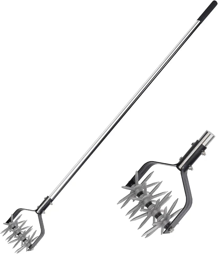 BARAYSTUS Rotary Cultivator Garden Tool, Adjustable Hand Tiller 29.7-57in