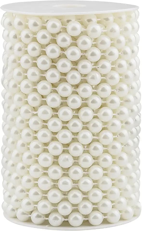 Pearls String Beads 33 Feet Faux Pearls Roll for Crafting Christmas Tree