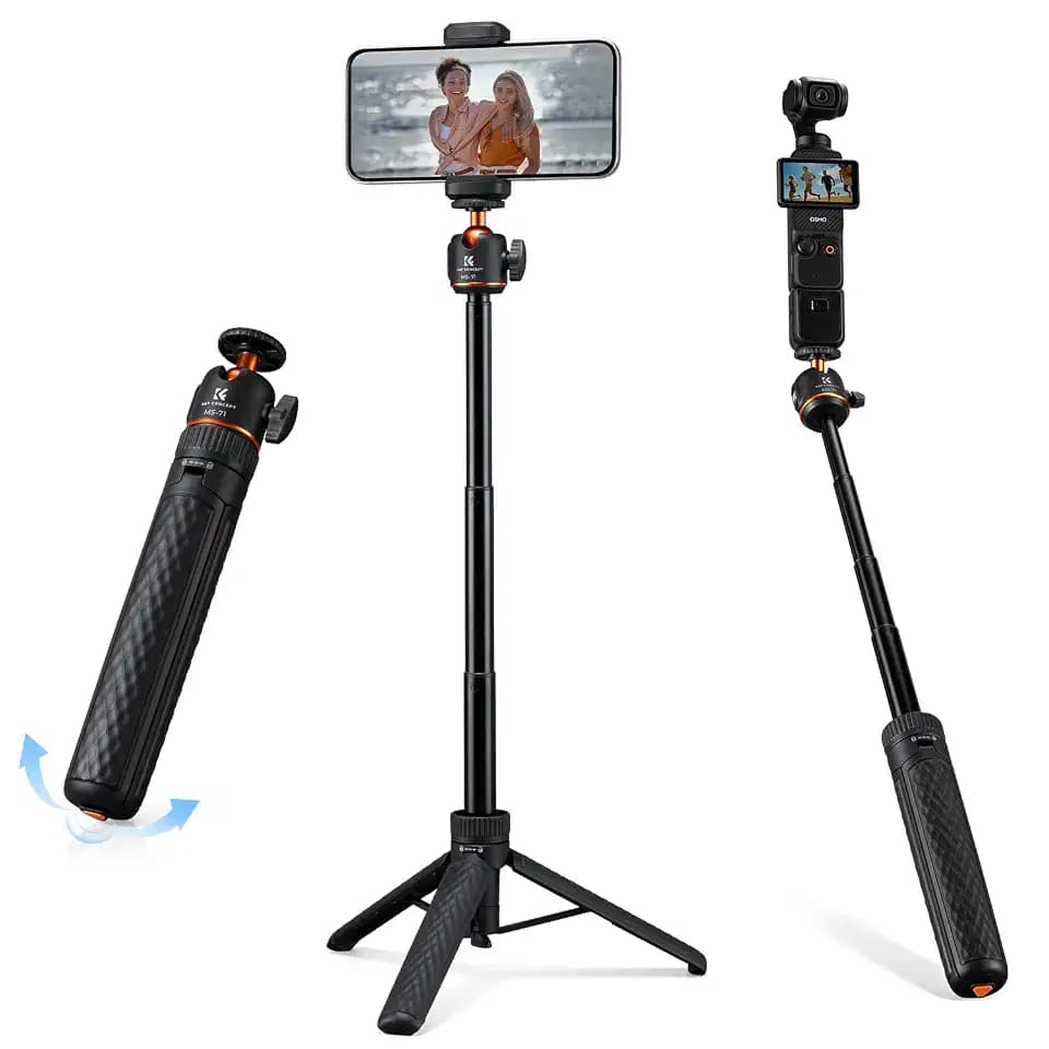 K&F CONCEPT Mini 25.6'' Auto Open Selfie Stick Tripod