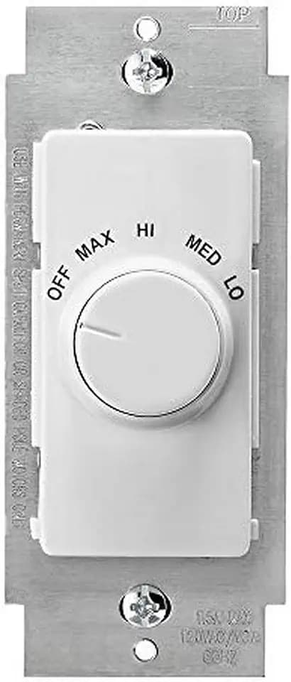Leviton Decora Illumatech Quiet Fan Speed Control, 120 Vac, 60 Hz, 1.5 A, RTF01-10W, White