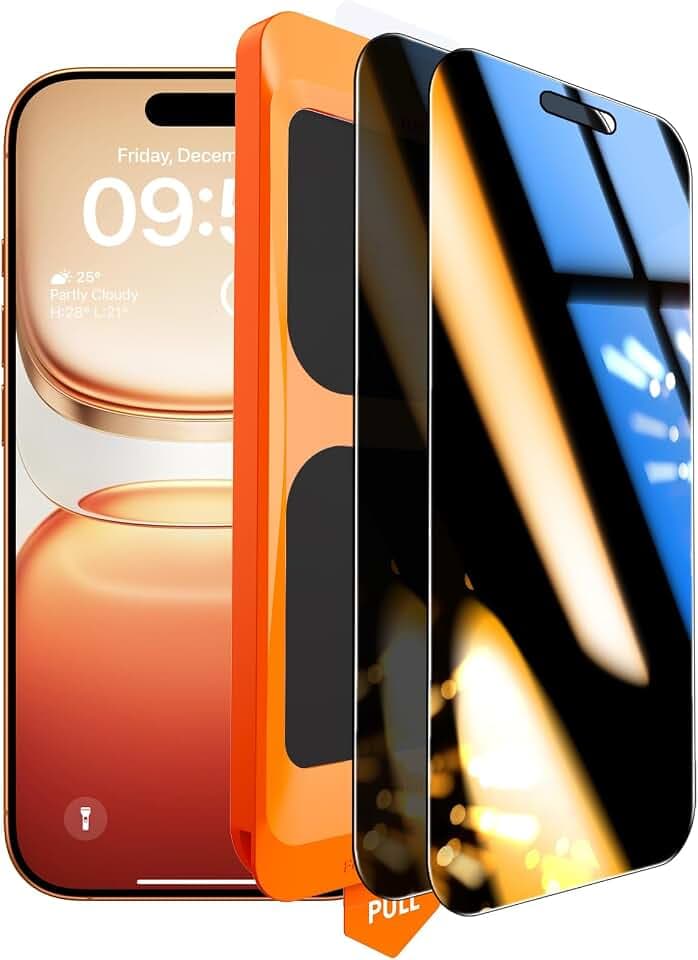 TOCOL für iPhone 16 Pro für Panzerglas Sichtschutz, Einfache Montage