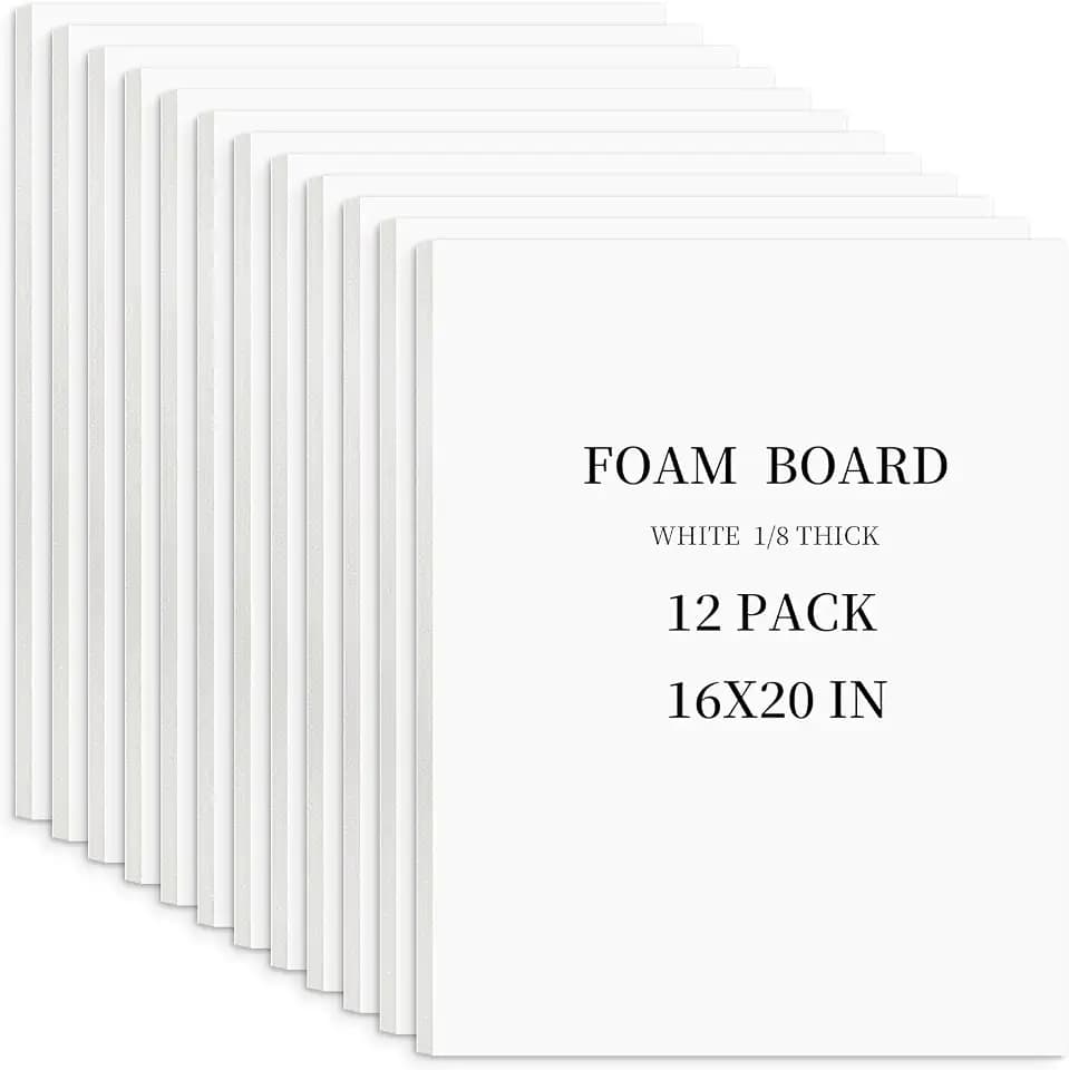 Golden State Art 16x20 White Foam Core Boards 1/8" Thick 12 Pack