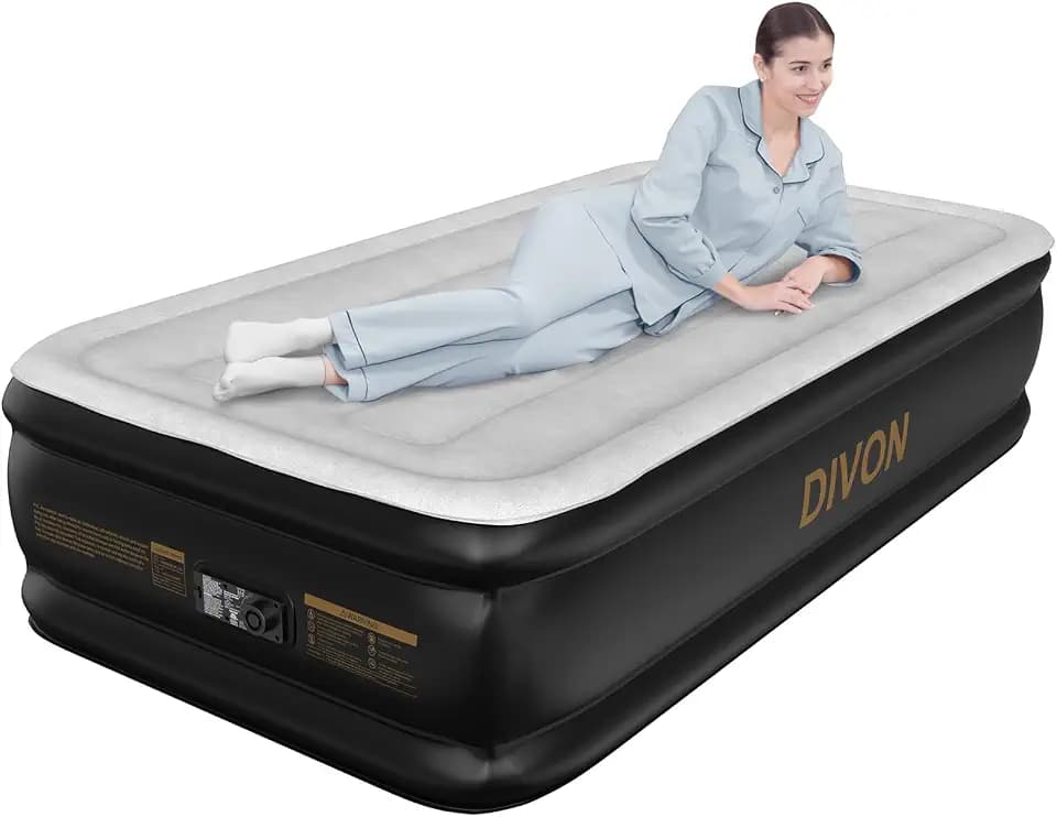DIVON Twin Air Mattress with Built-in Pump, 18" Raised for Guests,Camping