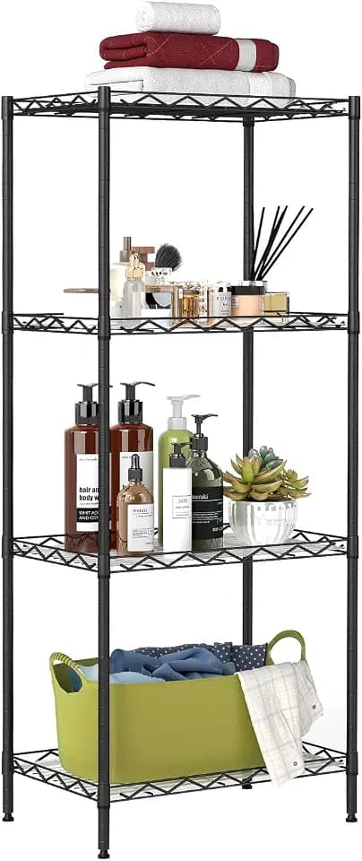 BestOffice | 4-Tier Wire Shelf | 12" x 18" x 44 | Black