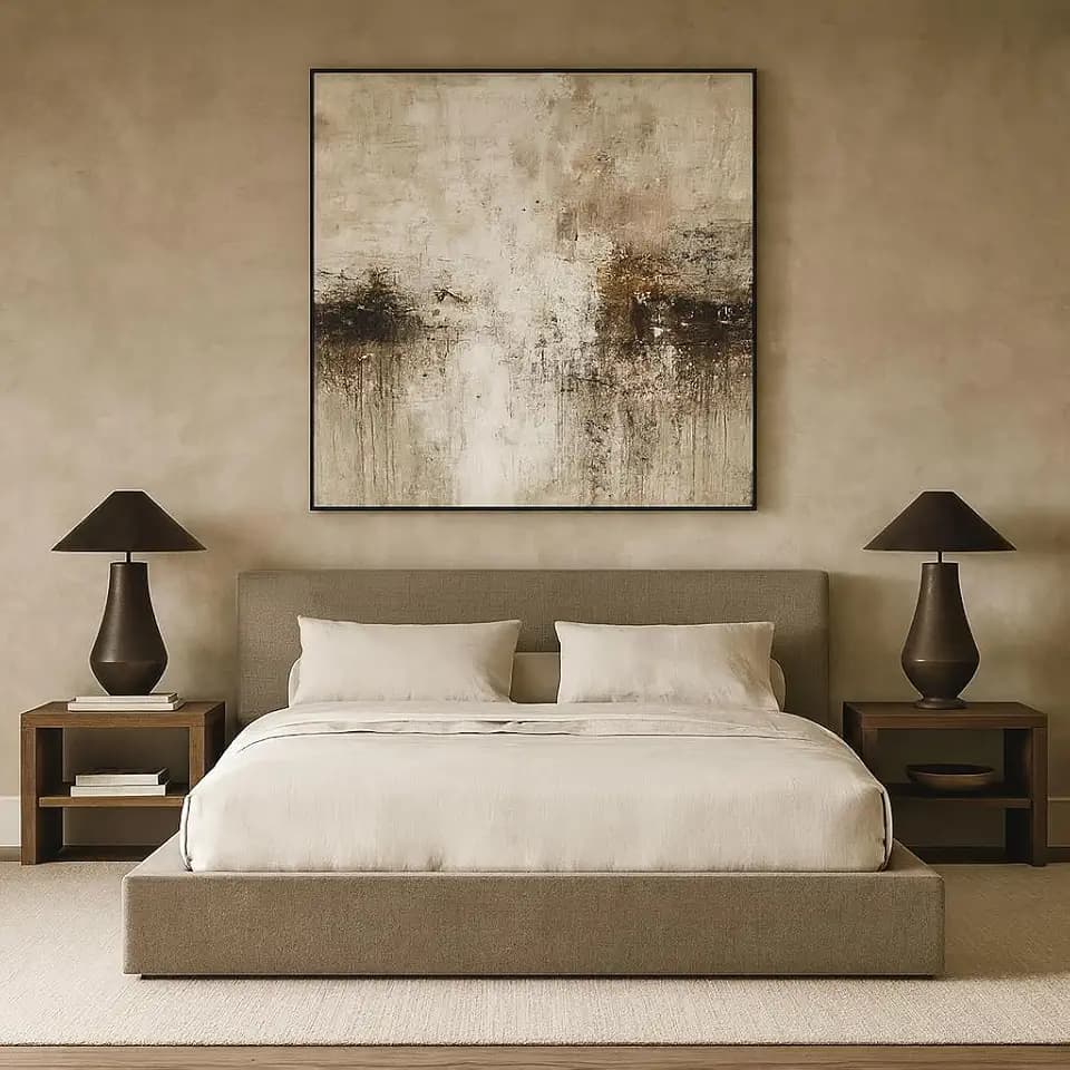 Square Bed – Washable Zip Cover - Upholstered Linen Soft Foam - Modular Minimalist Modern - Sold Separately (Premium Taupe Linen, Queen Base)