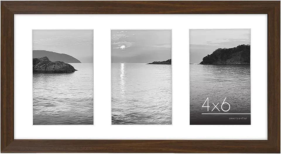 Americanflat 4x6 Collage Picture Frame - Fits 3 - Engineered Wood - Walnut