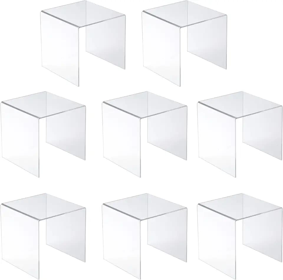Jusalpha® 8 PC 6'' Clear Acrylic Risers, Retail Display Risers Shelf