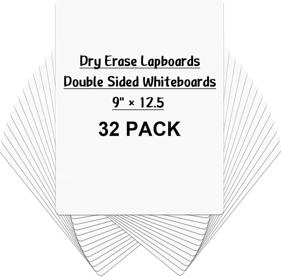 Dry Erase Lapboards, HERKKA 32 Pack Double Sided Dry Erase Lap Boards 9 x 12.5 Inch Small Dry Erase Boards for Students Classroom Teacher Supplies