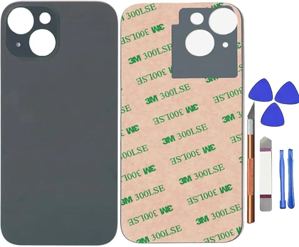 Ersatz der hinteren Glasabdeckung 15 für iPhone 15 Ersatz des hinteren Glases 6,1 Zoll mit Reparaturwerkzeugsatz (Schwarz)