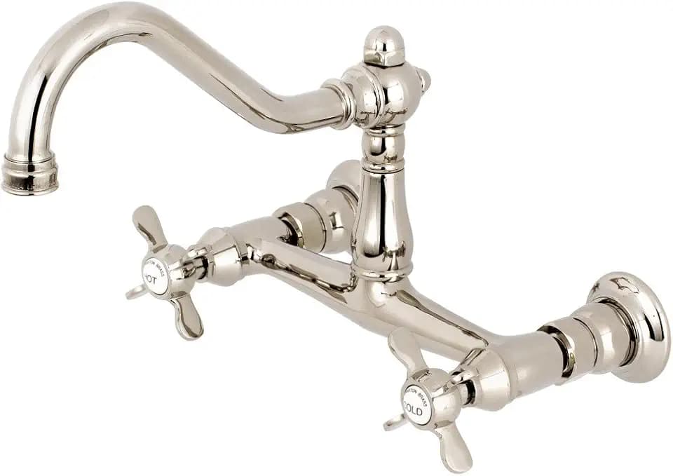 Kingston KS3246BEX Wall Mount Bathroom Faucet, Polished Nickel