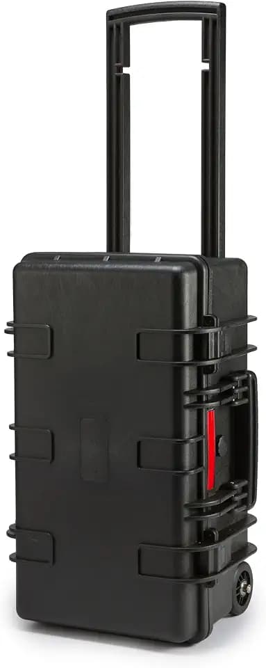 Amazon Basics Großer Schützender Hartschalen-Kamerakoffer mit Ausziehbarem Griff und Rollen, Anpassbare Passform-Schaumstoff, Wasserdicht, Stoßfest, 55.6 x 34.8 x 24.9 cm, Schwarz