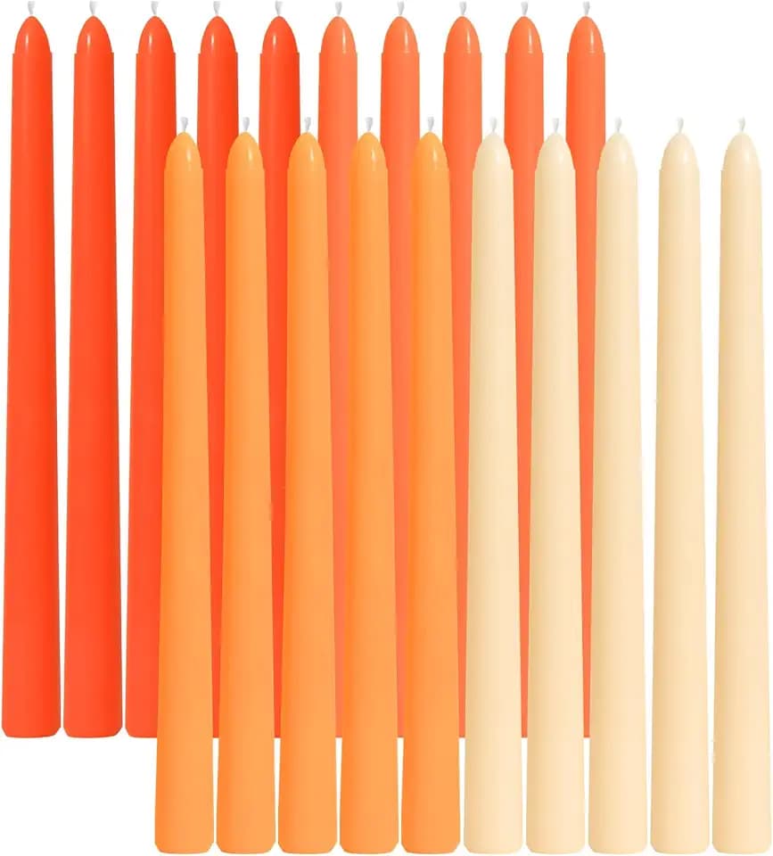 Viyffo 10 Inch Taper Candles-20 Pack Orange, Unscented, Smokeless
