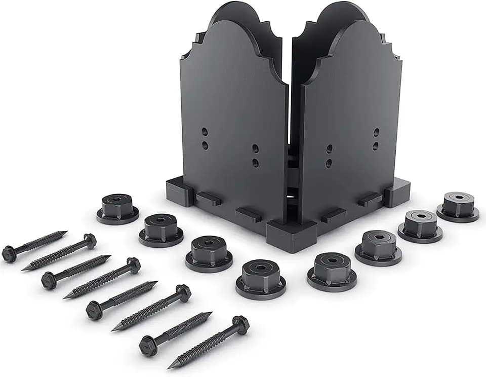 OZCO Laredo Sunset Post Base Kit, 6in x 6in, 1 Kit with Hardware, Black