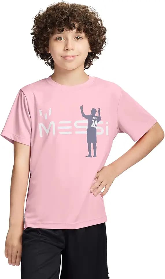 Messi Boys' Lifestyle Short Sleeve Top, Loose-Fit Shirt with Logo, Comfortable, All-Day Wear