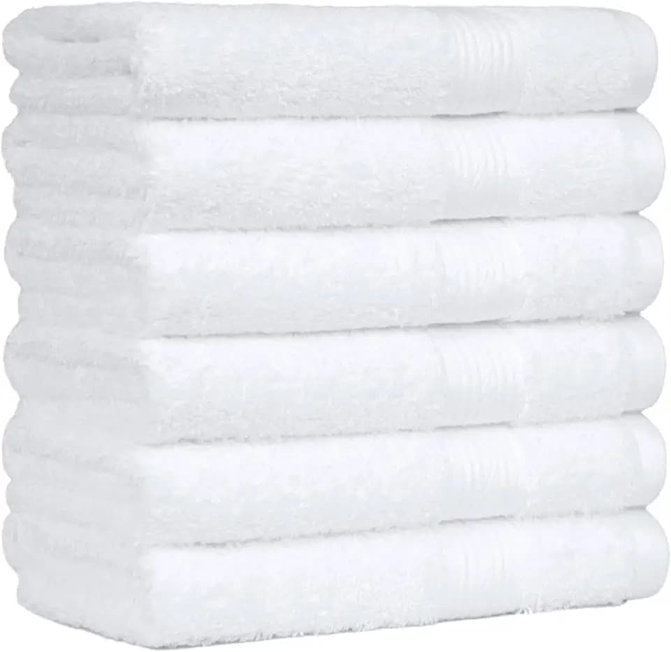 Amazon Basics 100% Cotton Hand Towels, Fade-Resistant, Soft and Absorbent, 16 x 26 inches, White, 6-Pack