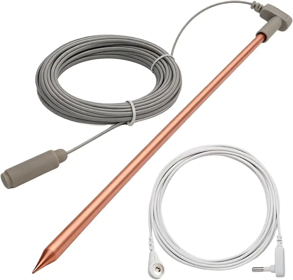 12 Inch Copper Grounding Rod Kit, 40 ft Cord for Grounding Mats