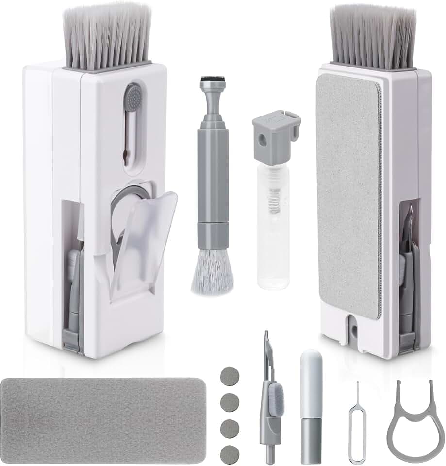 Alyvisun Tastatur Reinigungsset, 11 in 1 Laptop Kopfhörer Reinigungsset, Multifunktional Keyboard Cleaner Tastaturreiniger mit Bürste, für Tablet, Handy, Computer, Grau