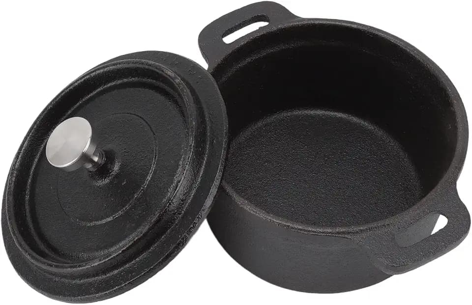 Acouto Small Castn Pot Dutch Oven Cast Iron Pot with Lid - Traditional Double Thickened Insulation Cooking Ergonomic Handle for Baking 7 Quart Capacity Heavy Duty Versatile