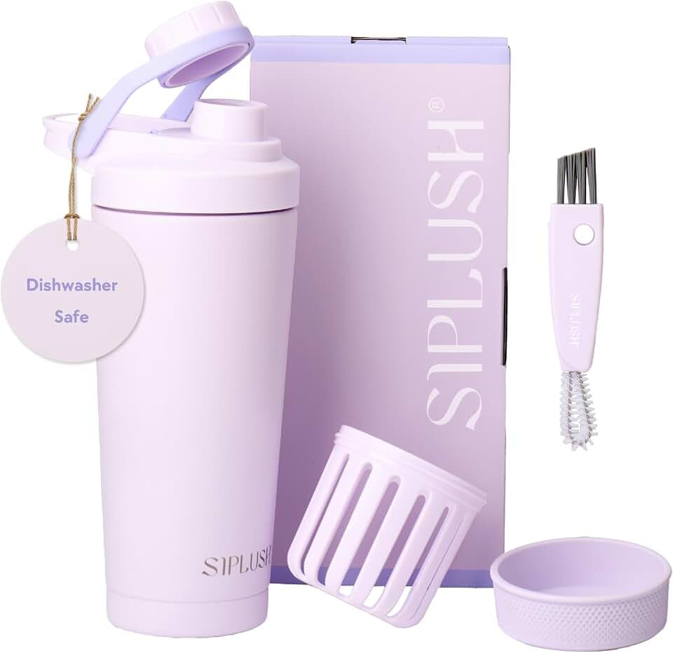 Insulated Protein Shaker Bottle 24oz, Dishwasher Safe, Lavender