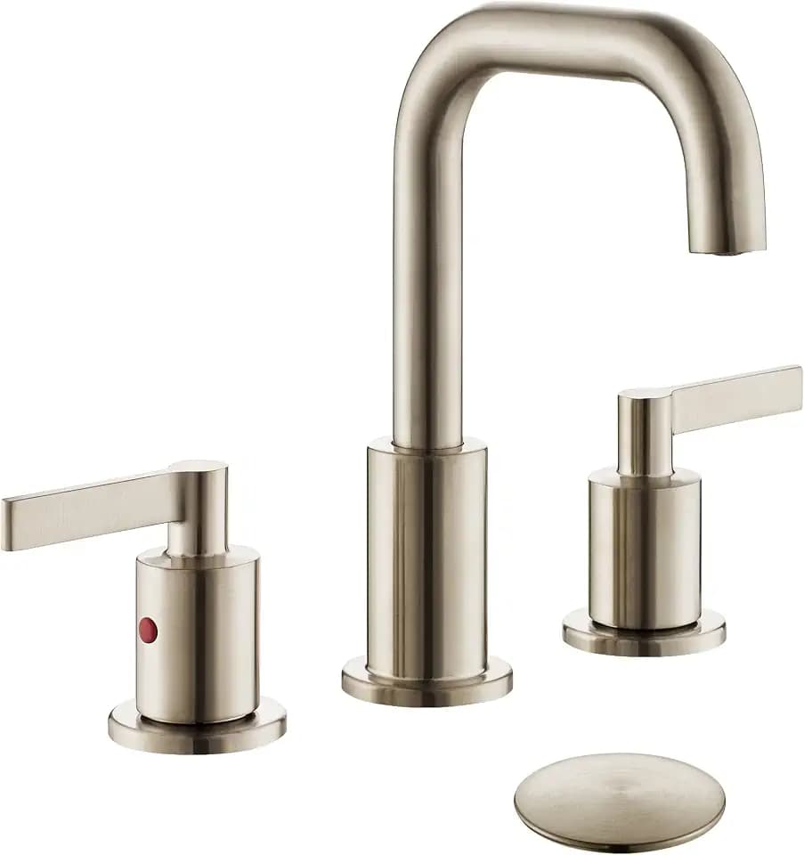 Bathroom Faucet for 3 Hole, Brushed Nickel Faucets with Pop-up Drain