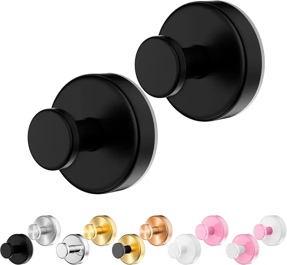 Suction Cup Hooks for Shower,Removable No Drill Towel Hooks,Black 2 Pcs