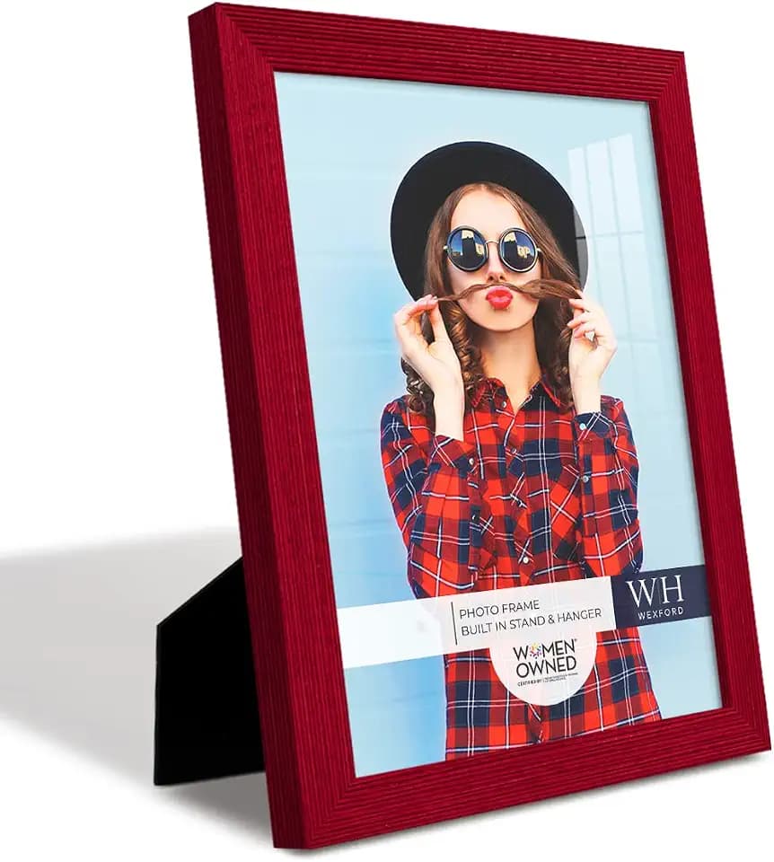 Renditions Gallery 8x10 inch Picture Frame Modern Style Wood Pattern and High Definition Glass Ready for Wall and Tabletop Photo Display, Red Frame