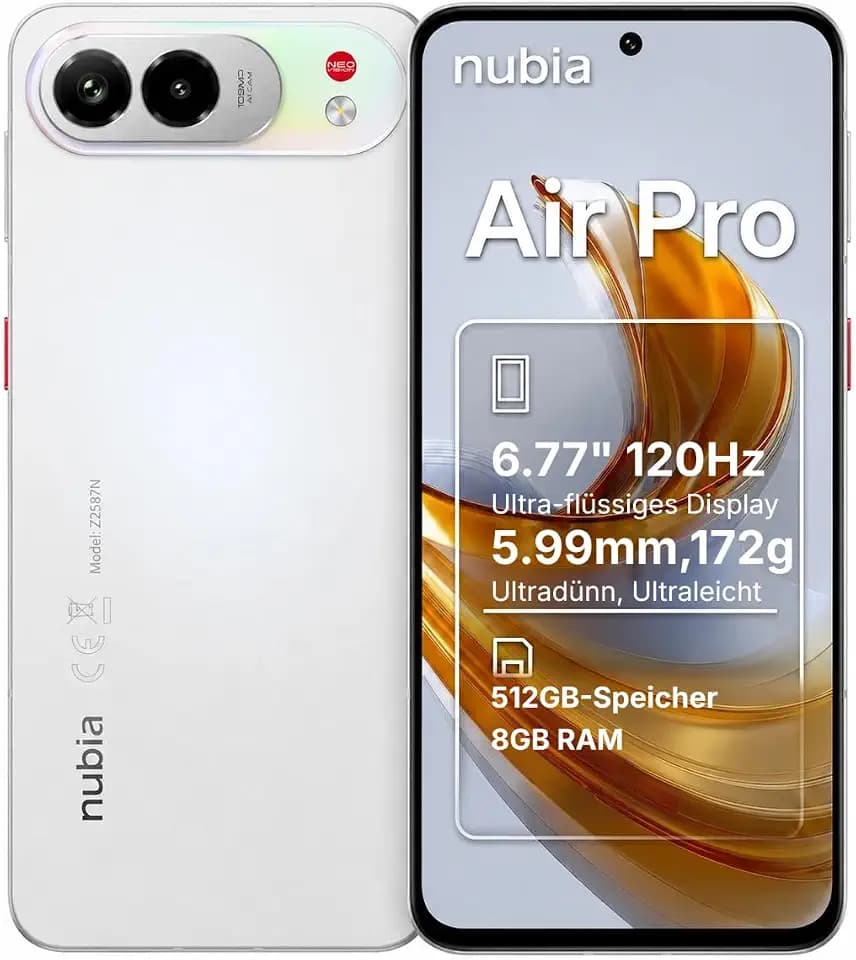nubia Air Pro 5G Smartphone AeroWhite, 8+512GB, 6.77" AMOLED