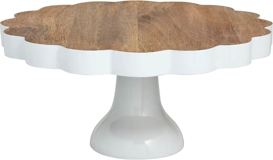 Mud Pie Wood Scalloped Pedestal Server