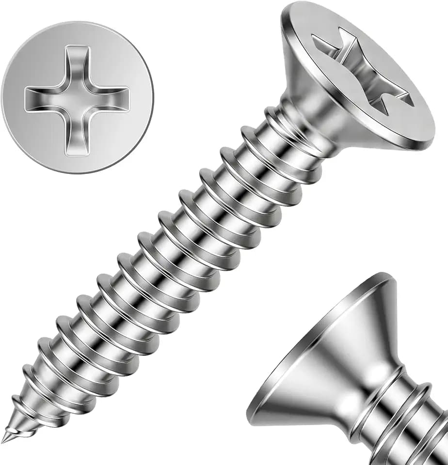 Mellewell #8 x 1-1/2" (100 PCS) Flat Head Sheet Metal Screws Wood Screws, 304 Stainless Steel 18-8, Self Tapping Screws