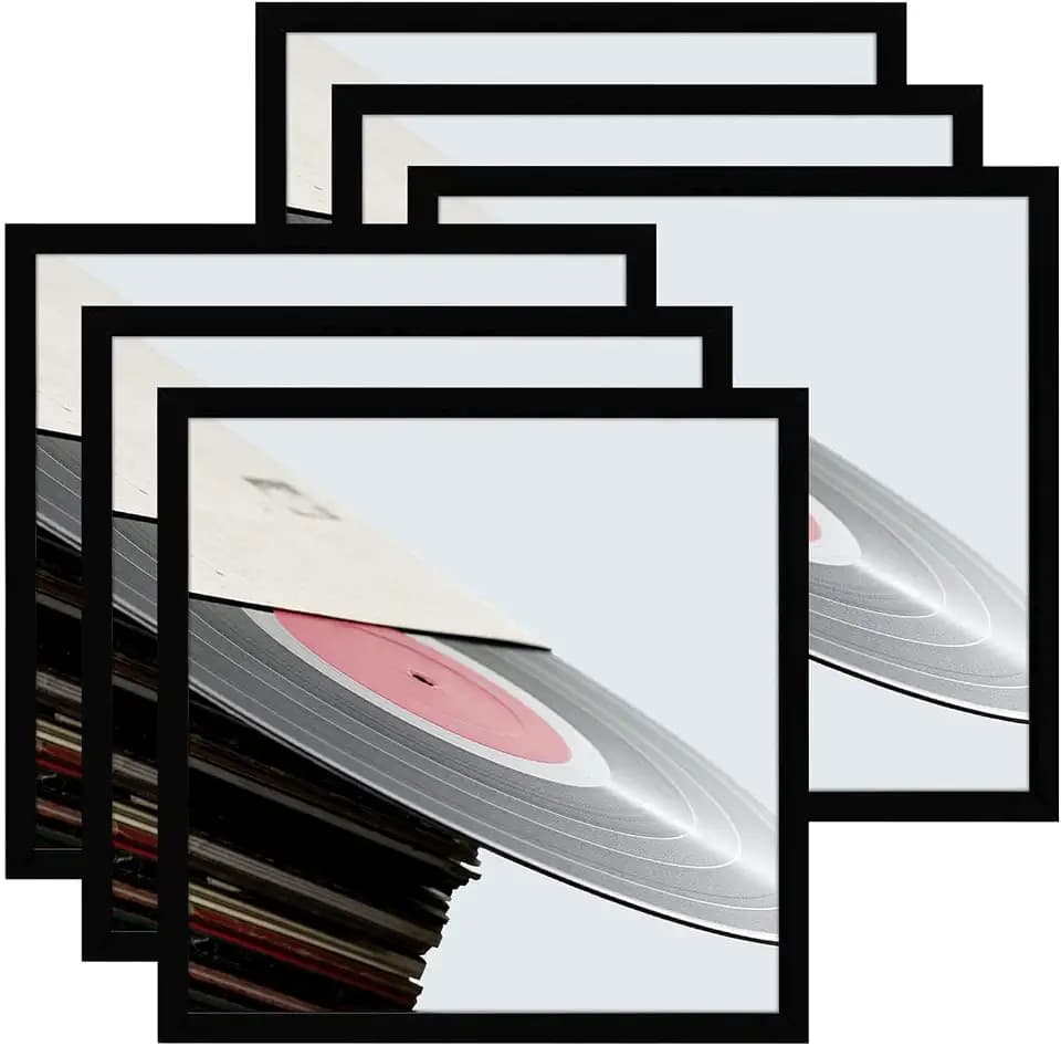 eletecpro Vinyl Record Frame, 12.5 x 12.5 in, Black, 6 Pack
