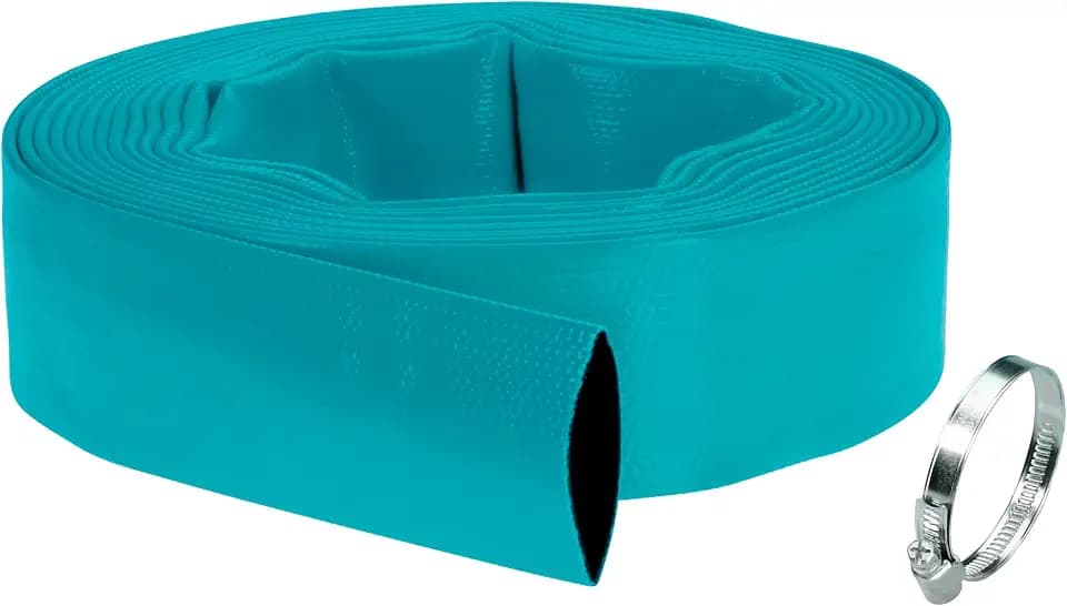 Gardena Flachschlauch-Set 38 mm (1 ½ Zoll): Flexibler Wasserschlauch, Schlauch-Set für Tauchpumpen, mit Schlauchklemme, 5 bar Druckbeständigkeit, 10 m (5005-20)