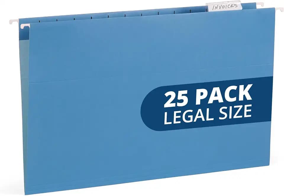 Blue Summit Supplies 25 Hanging File Folders, Legal Size, Blue