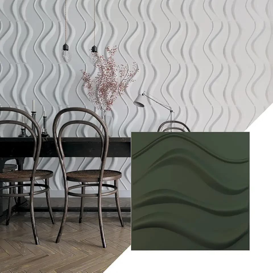 Ekena Millwork 19 5/8"W x 19 5/8"H Wave EnduraWall Decorative 3D Wall Panel, Satin Hunt Club Green (Covers 2.67 Sq. Ft.