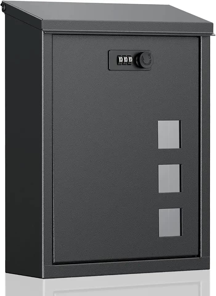 Uniclife Large Mailbox, Wall Mount Mailboxes for Outside, Black