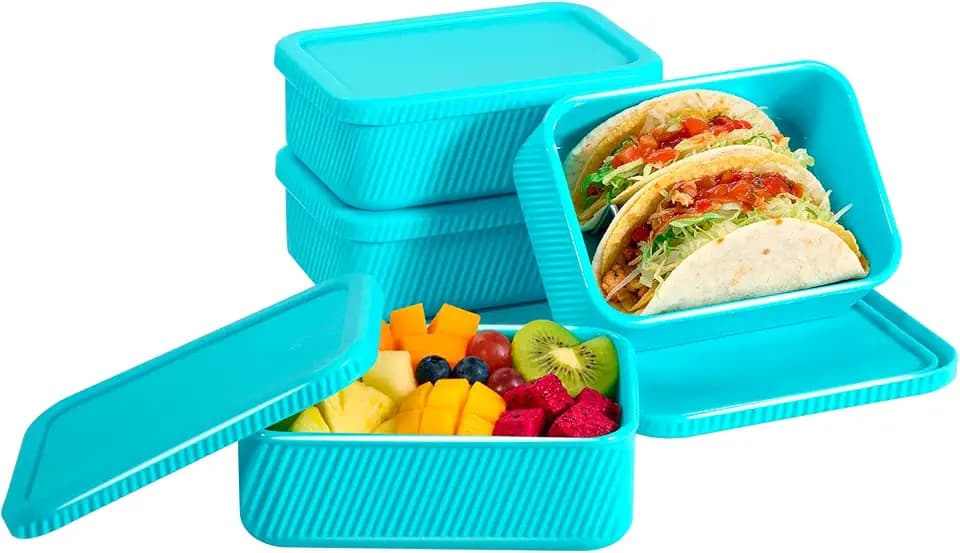 4PCS 6 Cup Large Silicone Freezer Containers with Lids, Lake Blue