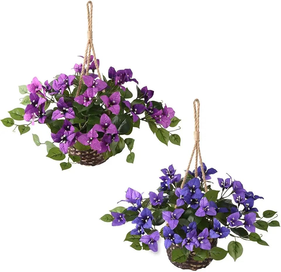 INQCMY Artificial Flowers Plants Hanging Basket for Outdoors
