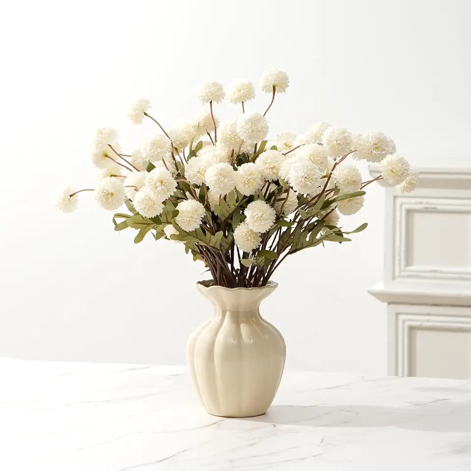 Fanfantoey 8 Steam Fake Mums Flowers for Vase, Silk Kiku for Indoor