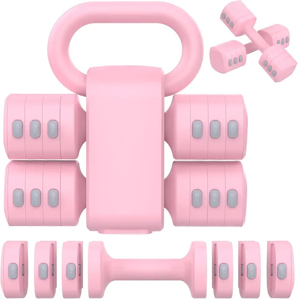Hezeyferg Adjustable Dumbbell Set, 2-in-1 Hand Weights with Kettlebell Form
