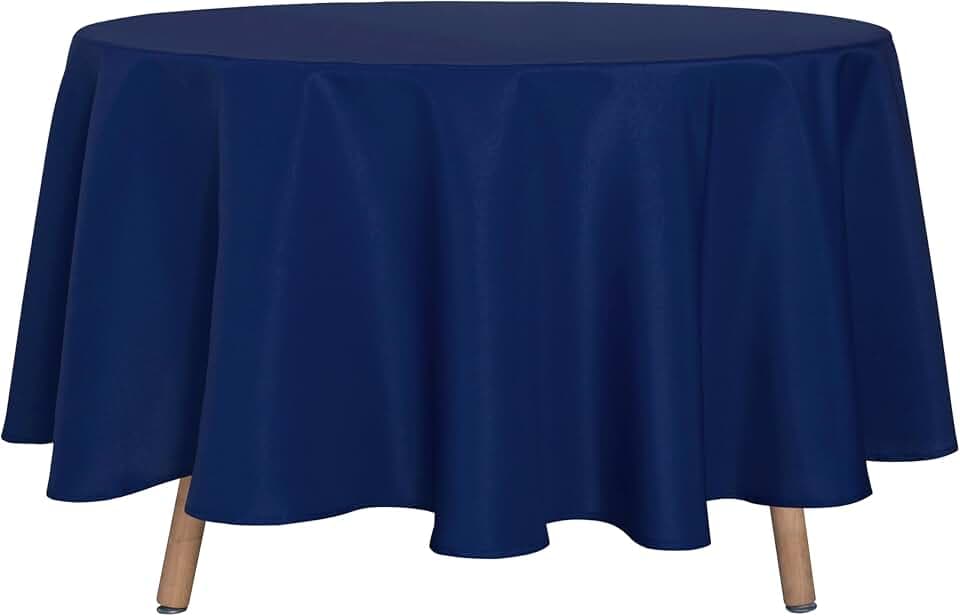 sancua 90 Inch Round Tablecloth, Navy Blue