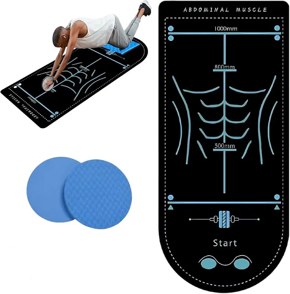 Ab Roller Mat with Thick Knee Pad, 71 x 24 Inch Non-Slip Ab Wheel Workout Mat, 7mm Exercise Floor Pad with Storage Bag for Core Training and Home Gym