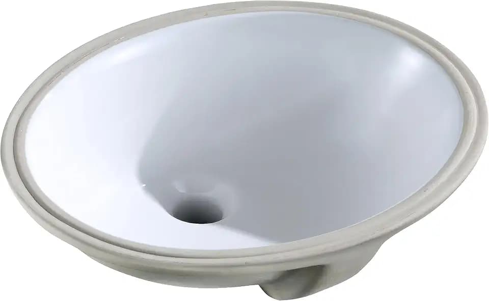 18 Inch Vessel Sink Oval Undermount Bathroom Sink Ceramic Vanity Sink with Overflow, White UB-11