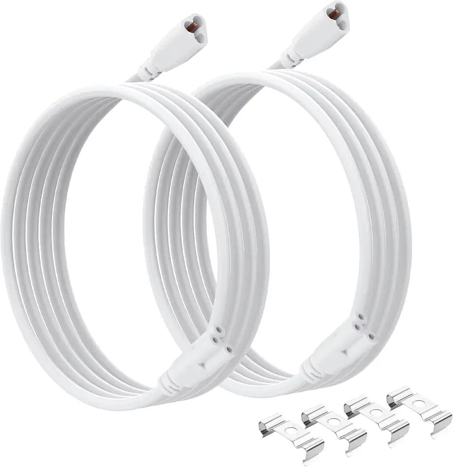 SinLoon T5 T8 LED Cable 6.6FT LED 3Pin Integrated Tube Male to Female Adapter Extension Cord for Integrated Fluorescent Tube Light Bulb Lamp Holder (2 Pack/2M)