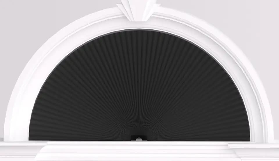 Myshade Arch Window Shades Half Circle Blackout Cellular Shades Cordless No Drill Blinds for Windows Half Moon Honeycomb Fabric No Tools Room Darkening Shades Easy Install (1PCS Black 96" W X 48" H)