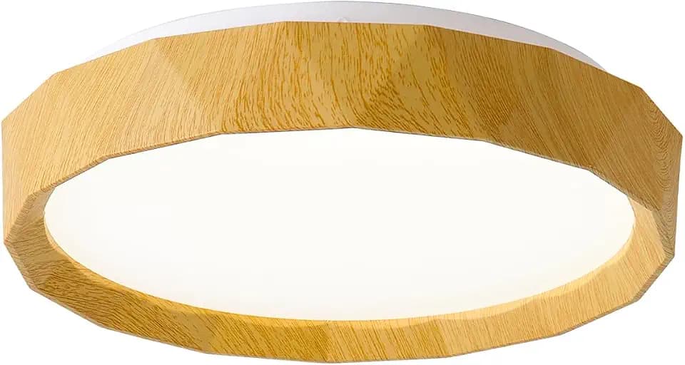 ANYLOVE 12 inch LED Flush Mount Ceiling Light Fixture,3000K 4000K 5000K Adjustable Ceiling Lights, Farmhouse Oak Wood Grain Ceiling Light for Bedroom Hallway Bathroom Kitchen