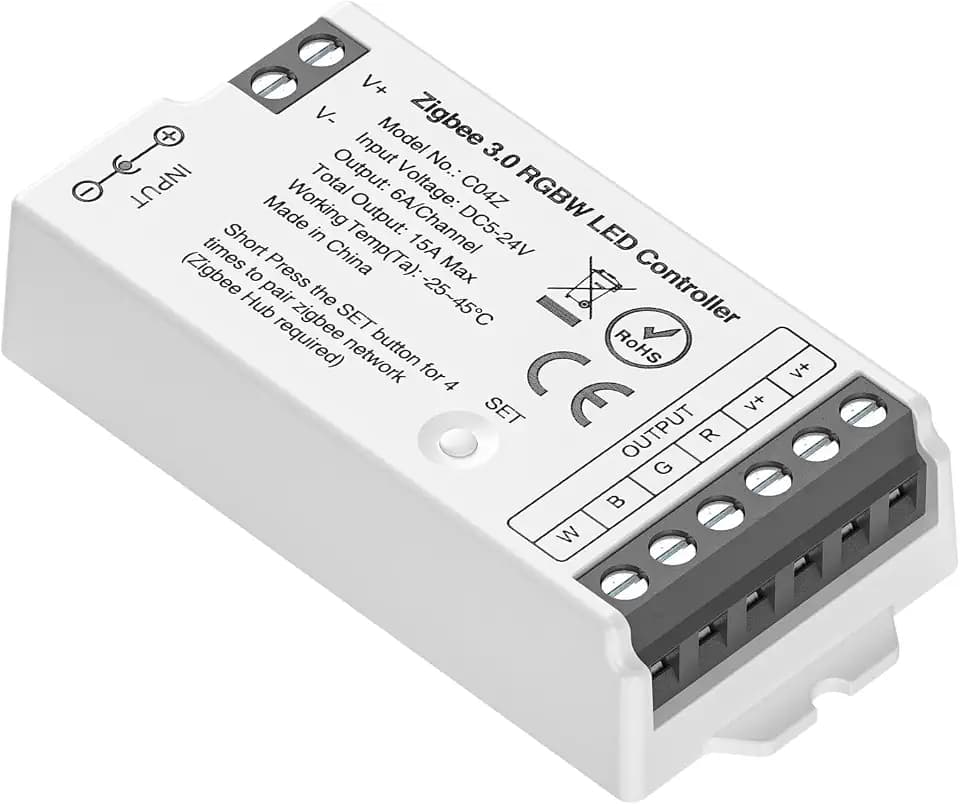 BTF-LIGHTING C04Z RGBW Zigbee 3.0 LED Controller für 5050 4in1 COB LED Streifen, Sprachsteuerung und Dimmen, kompatibel mit Tuya Bridge und Dual-Mode Gateway