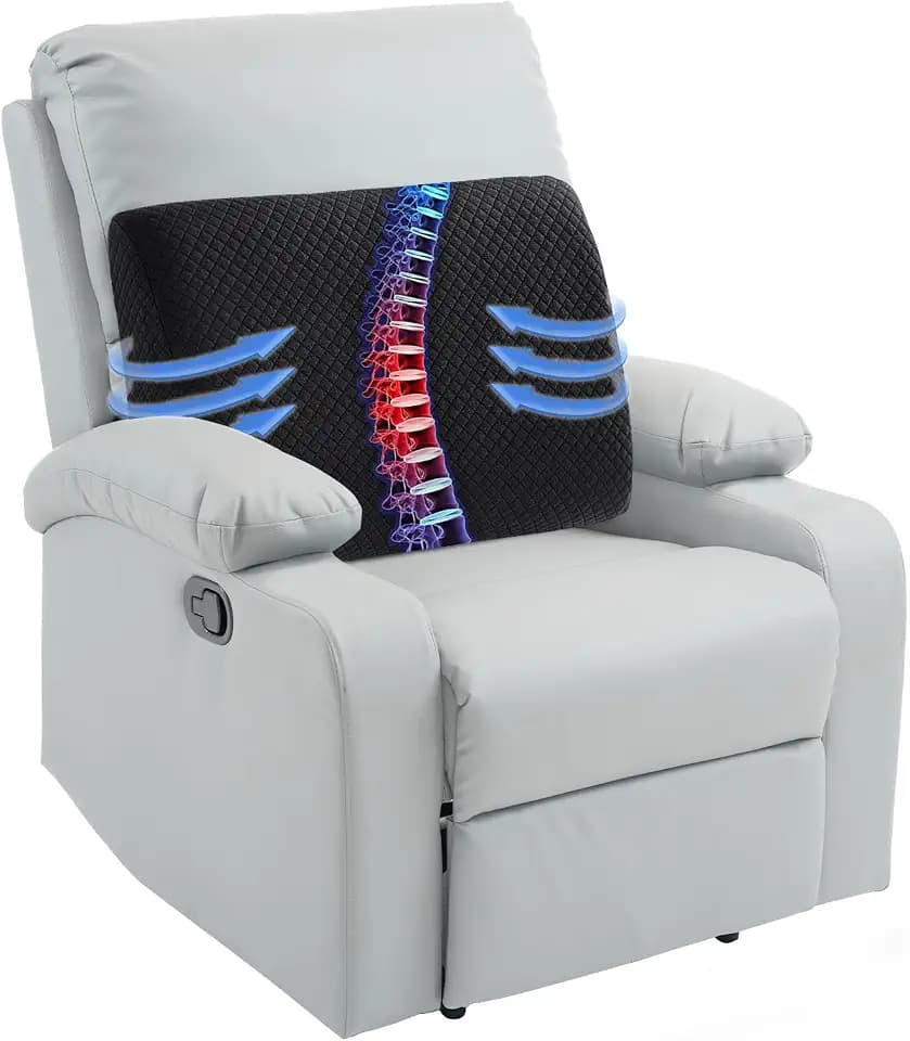 HOMBYS Lumbar Support Pillow for Recliner Chair, Memory Foam Back Support Cushion for Elderly,Extra Large Lumbar Support Pillow,Thick Backrest for Home Reading (Black, 20“x13.5"x5")
